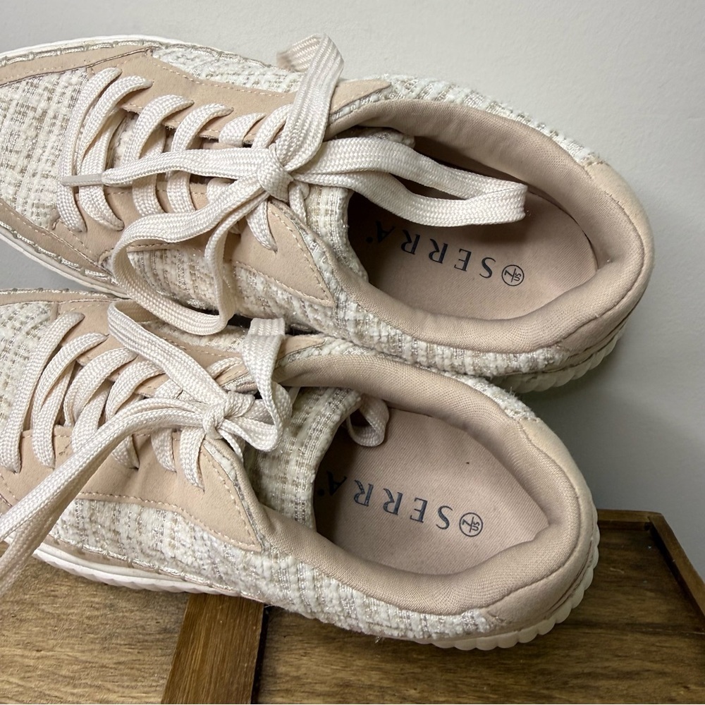 Serra Women's Beige Tweed Sneakers - Picture 8 of 9
